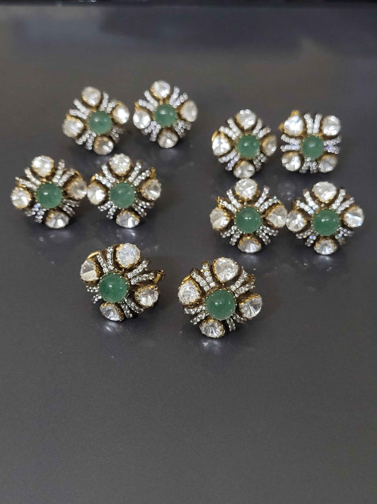 925 Silver Moissanite Polki Earrings