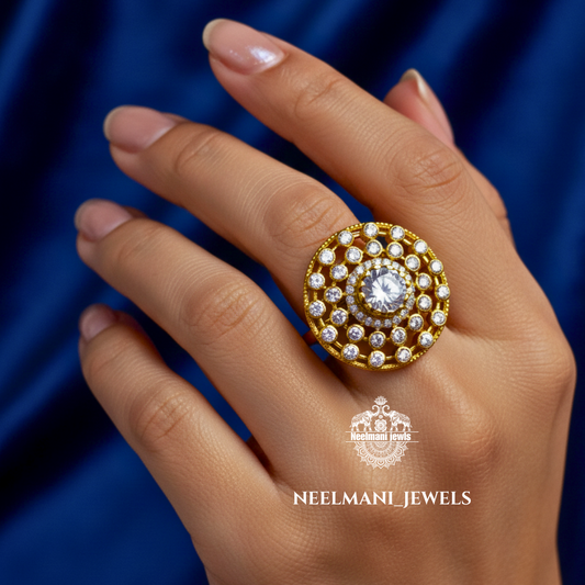 White AD Stone Ring for Women | Elegant Fashion & Party Wear Ring