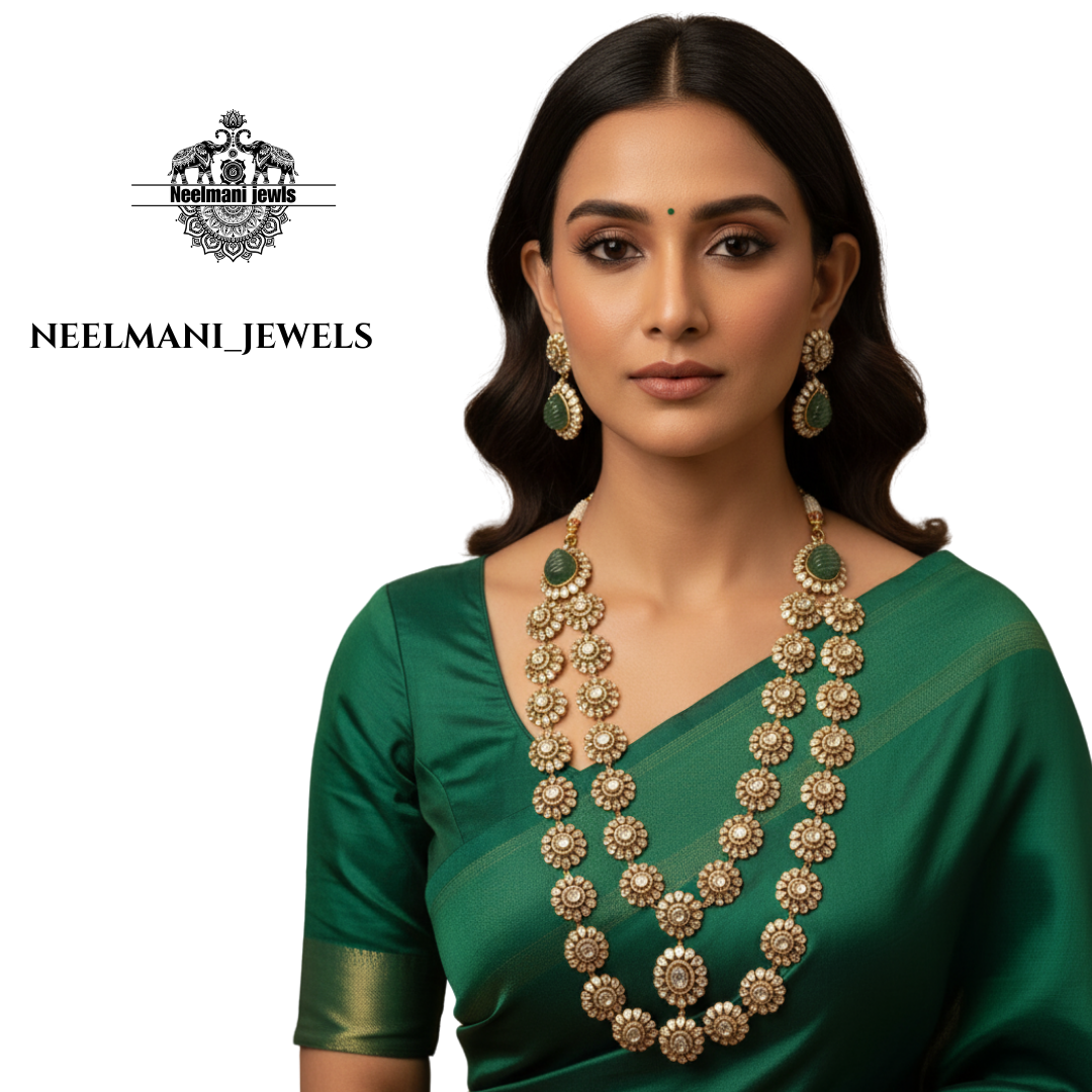 Long Moissanite polki haram