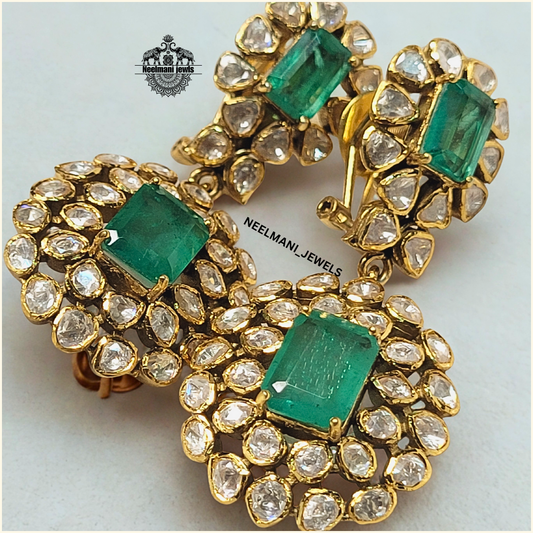 Big Moissanite polki earing