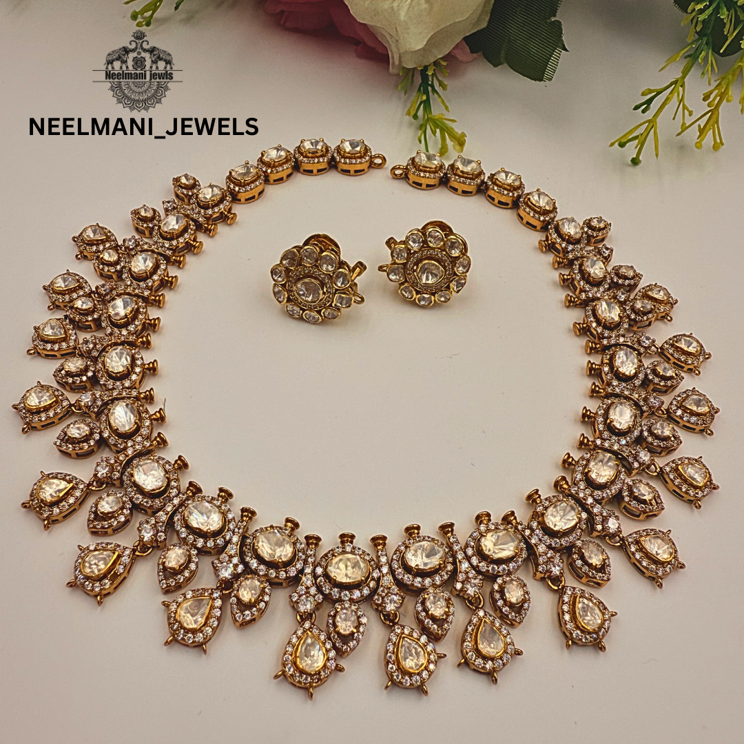 Moissanite Polki small neckless set