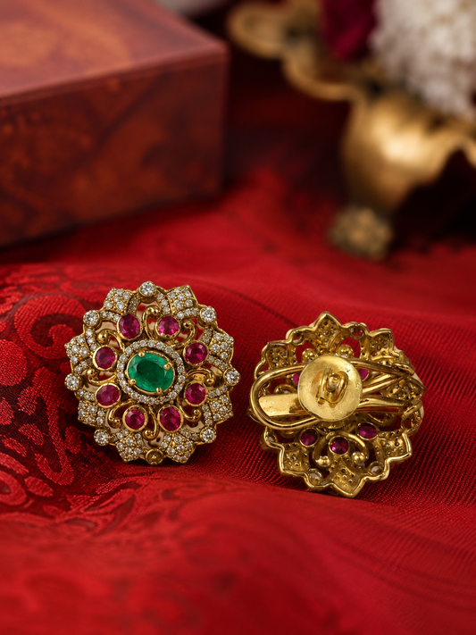 Latest Ruby Green Floral Earrings with Premium Craftsmanship