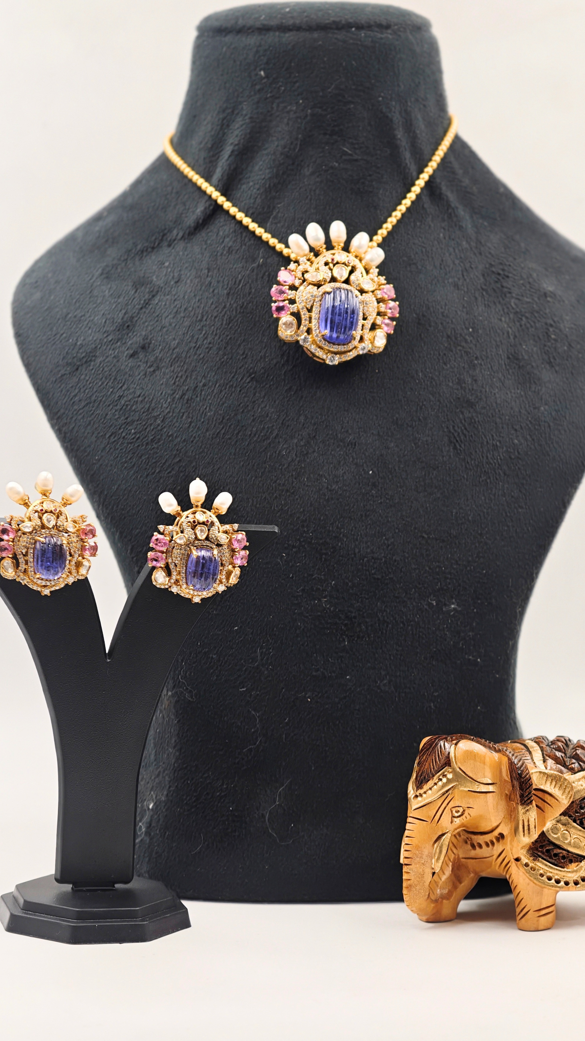 Designer Pendant Necklace Set with Matching Earrings