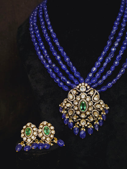 Elegant Blue Stone Pendant Set with Stud Earrings for Daily & Party Wear Women