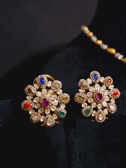 Navratna Necklace Set with Earrings for Women