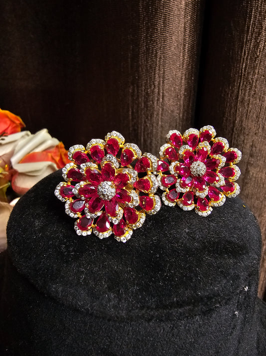 CZ pendent floral pendent with earrings