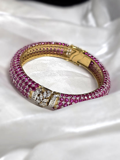 Ruby CZ bangles with gold plated finish and stone studded traditional design