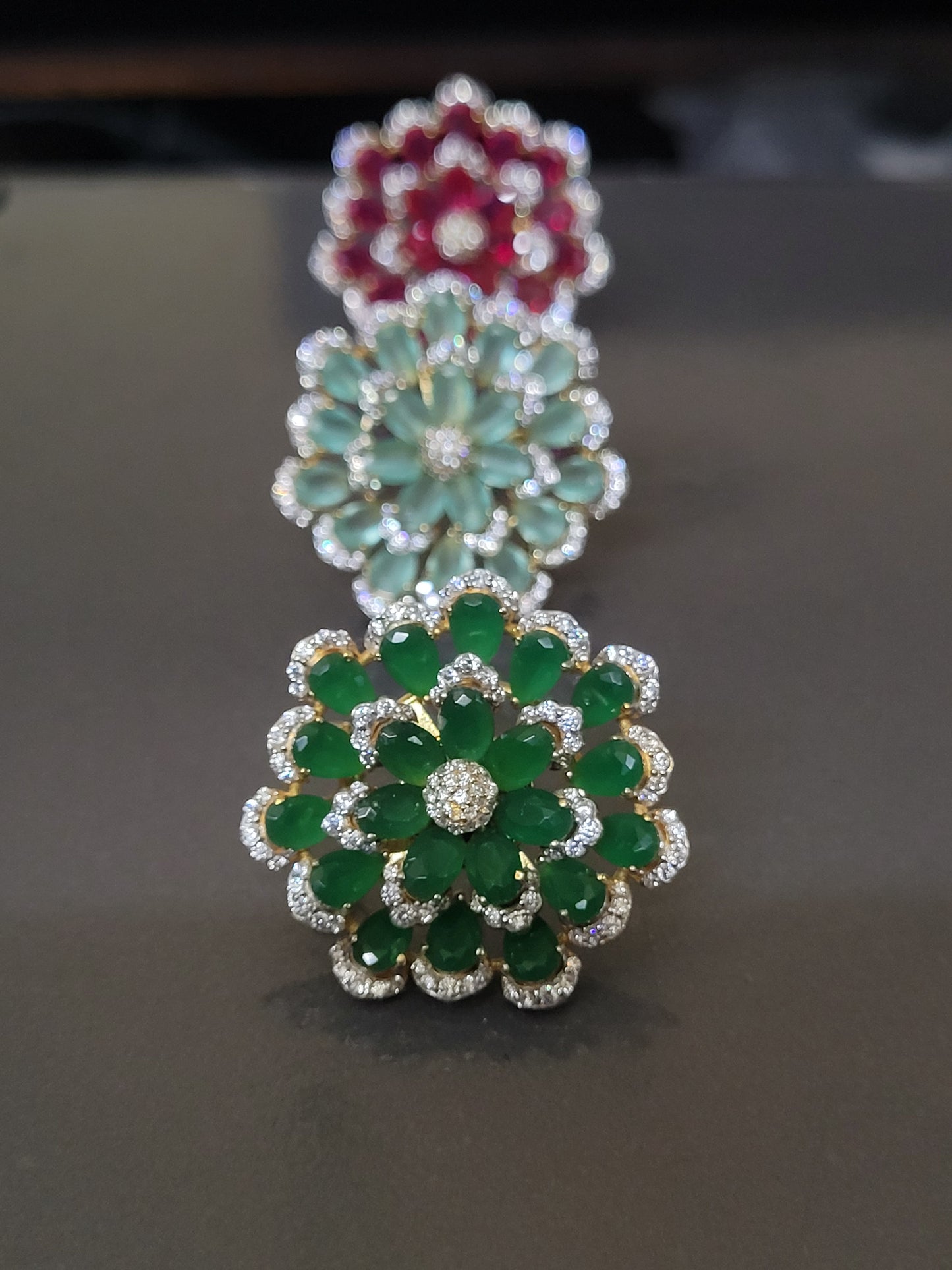 CZ pendent floral pendent with earrings