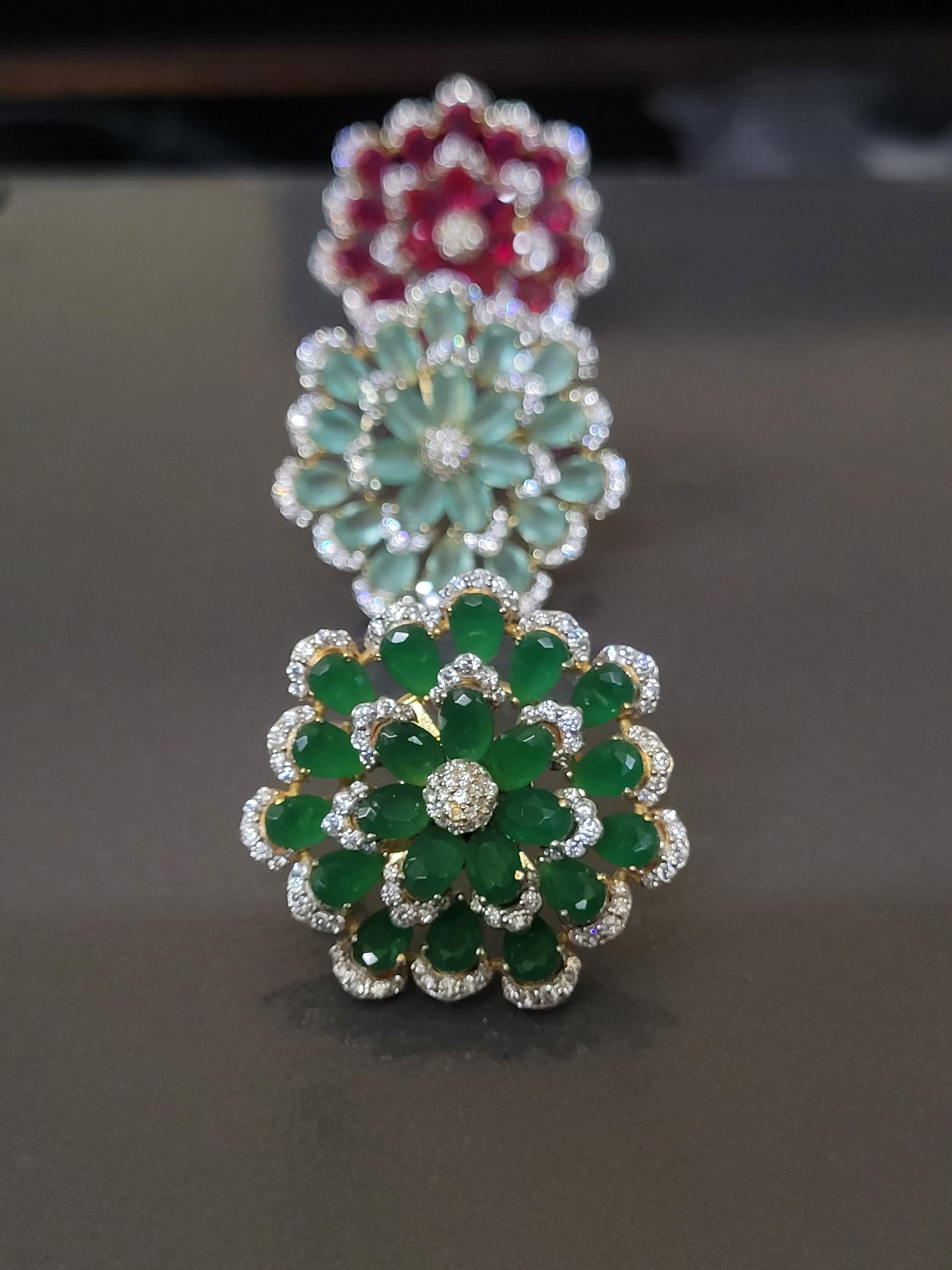 CZ pendent floral pendent with earrings
