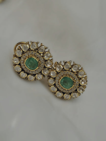 925 Silver Green & White Stud Earrings for Girls & Women | Studs