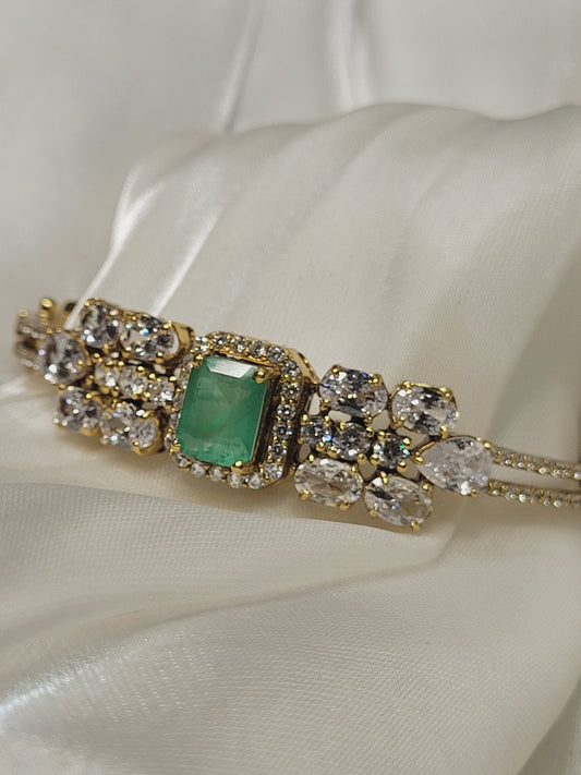 Moissanite polki green stone bracelet