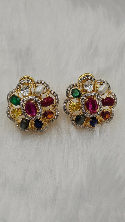 Navratna Pendent with earrings