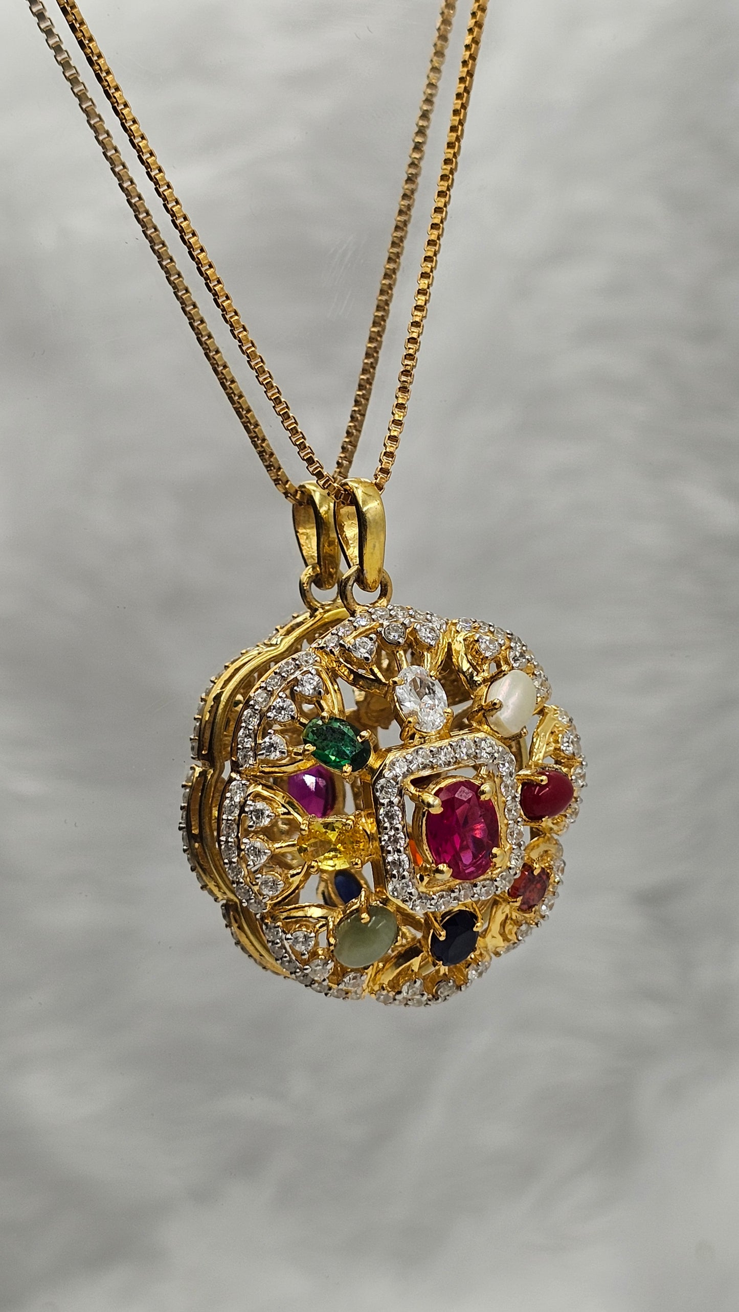 Navratna Pendent with earrings