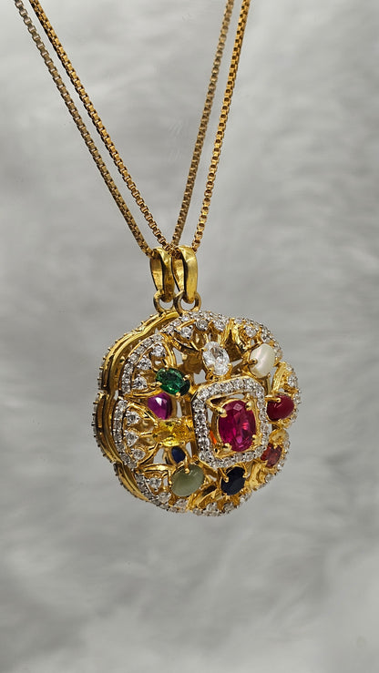 Navratna Pendent with earrings
