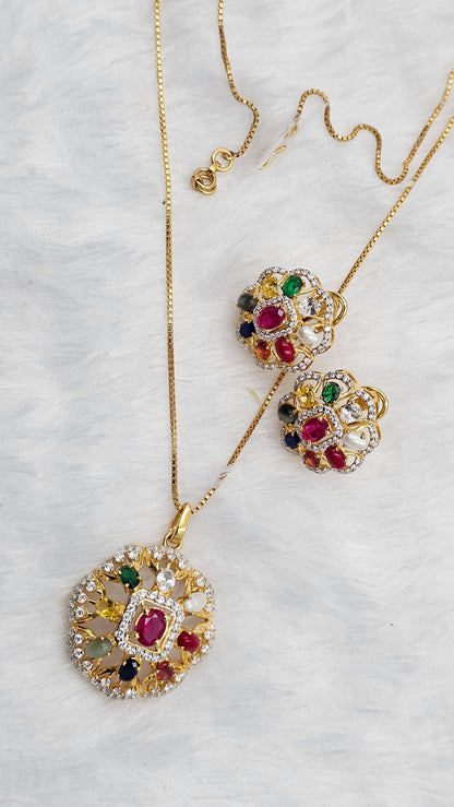Navratna Pendent with earrings