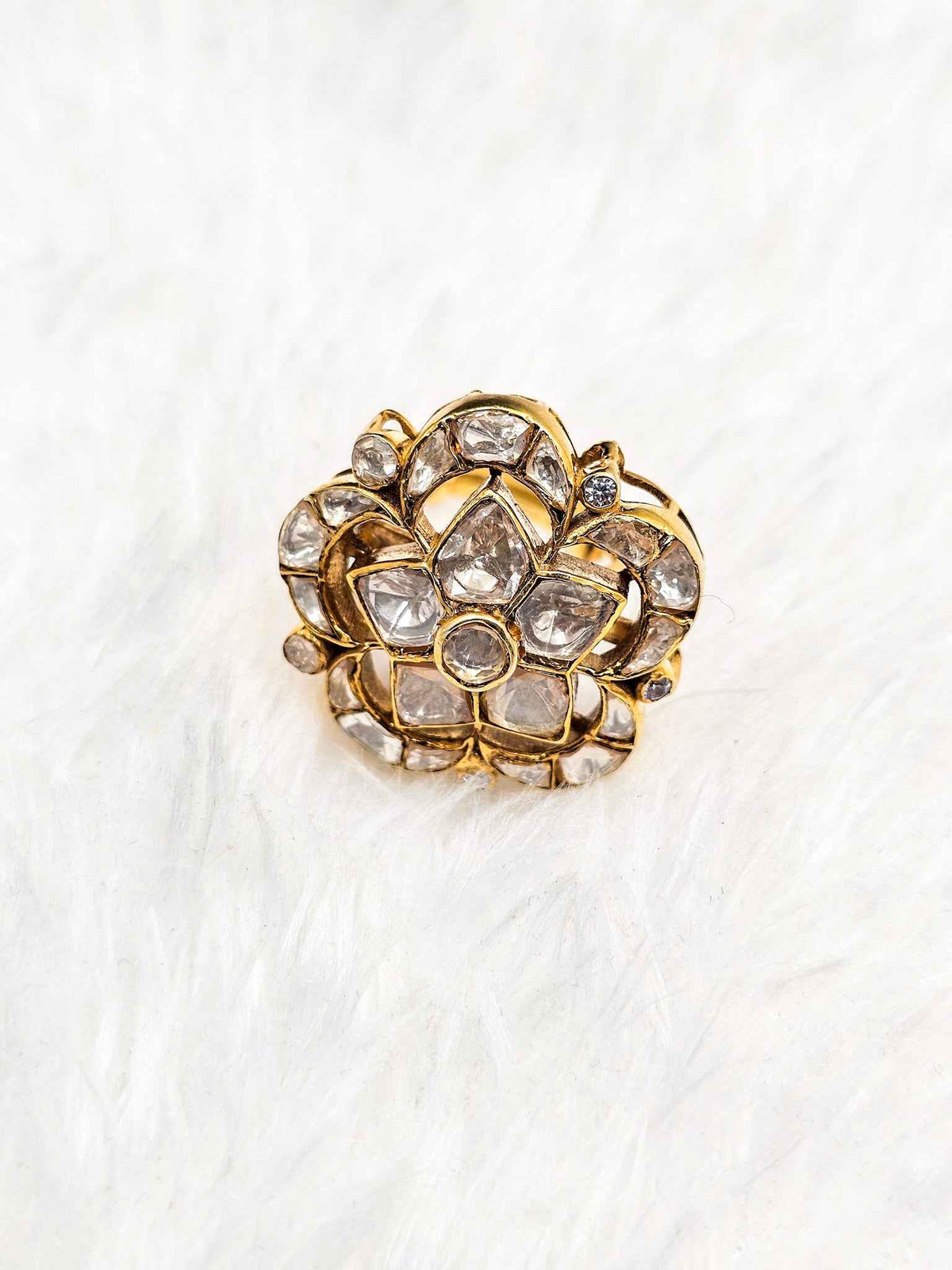 Polki Kundan Cocktail Ring