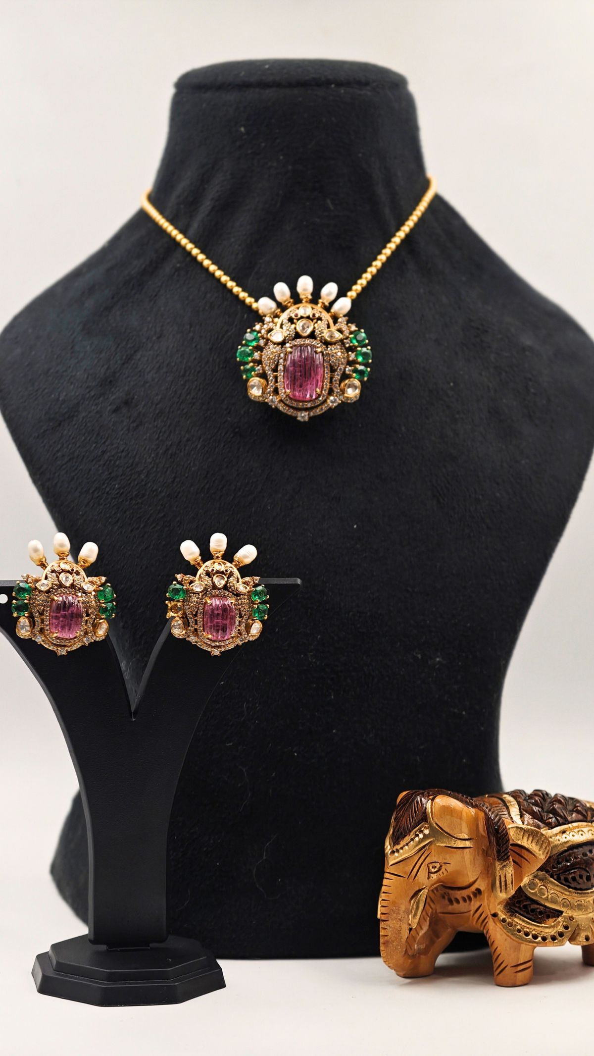 Designer Pendant Necklace Set with Matching Earrings