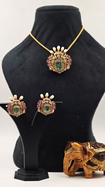 Designer Pendant Necklace Set with Matching Earrings