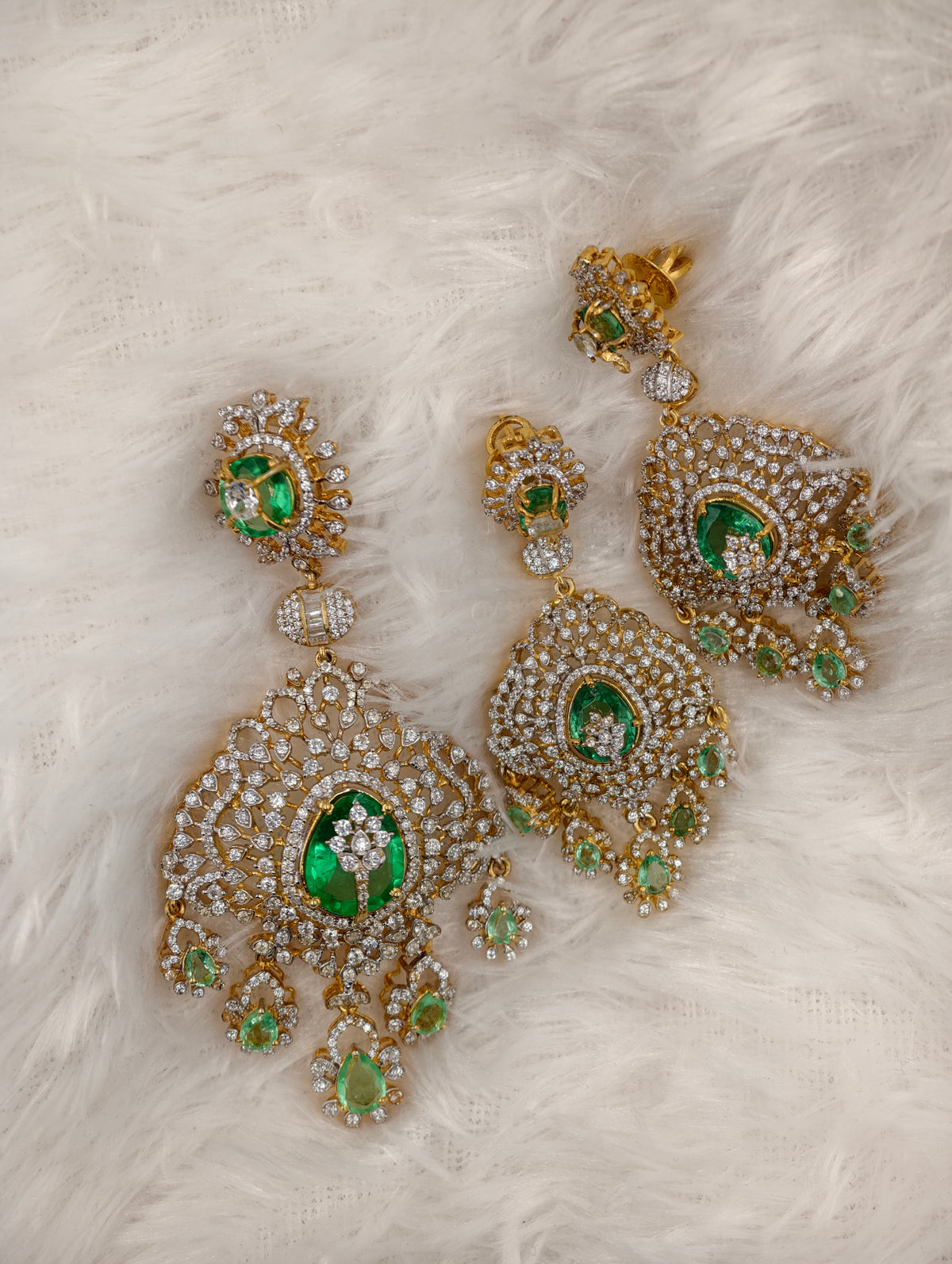 AD diamond pendant set with matching earrings for women