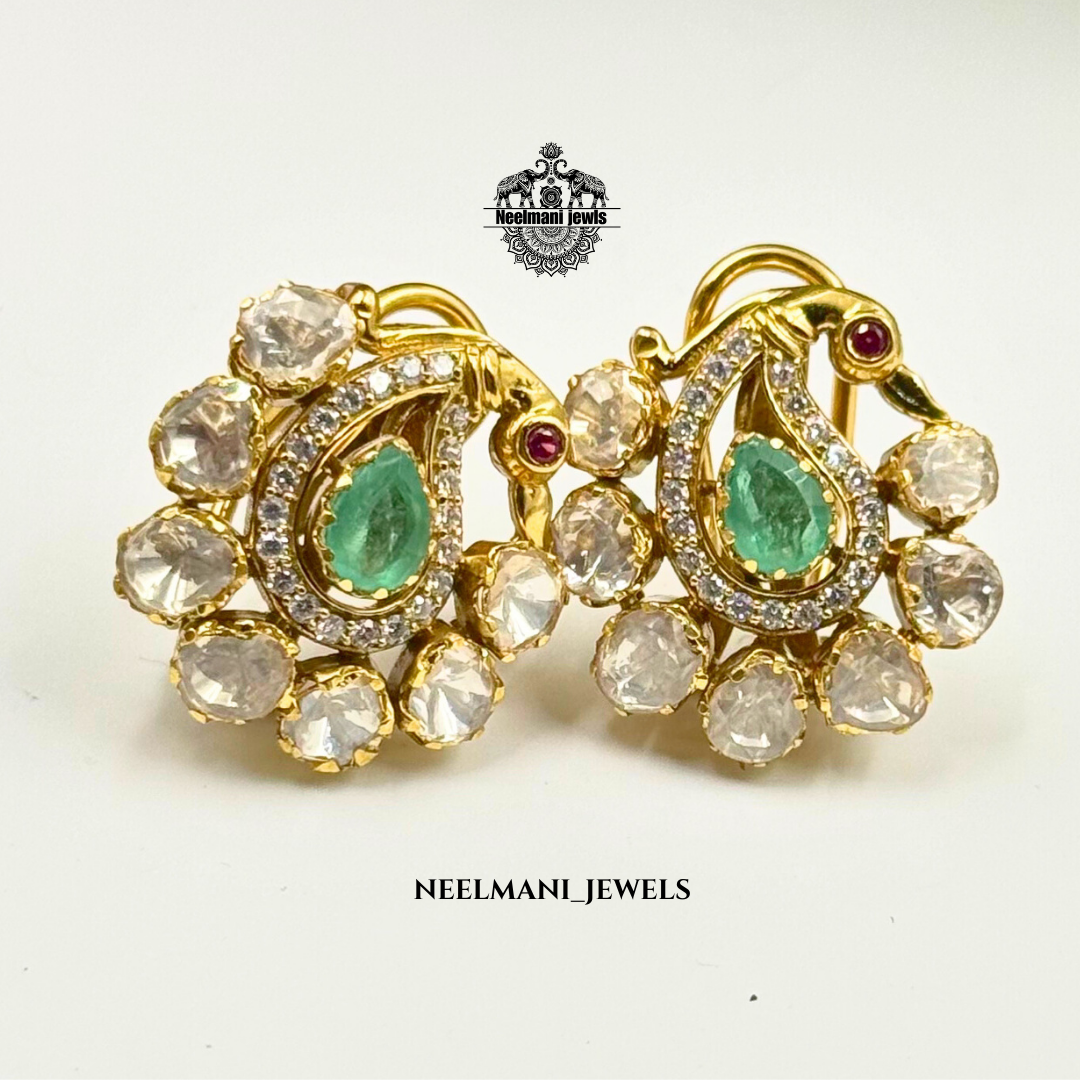 peacock design stud earrings for girls