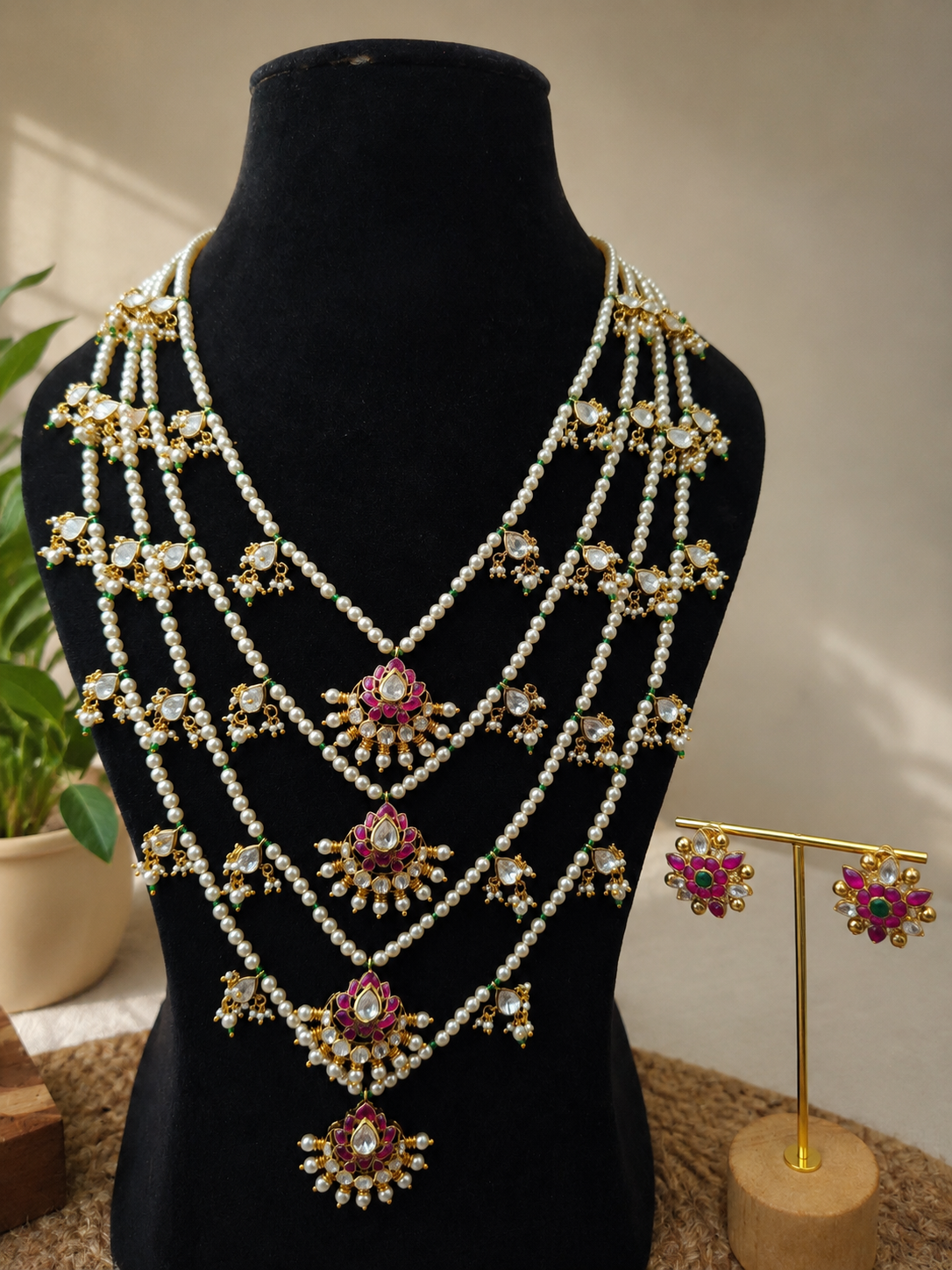 Bridal Pearl Rani Haar Necklace Set for Wedding and Reception