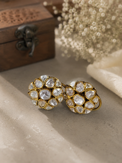 Shop Now Luxury Collection Polki Kundan Stud Earrings | Original Design Bridal Wedding Party Wear Earrings | Top Rated | Fast Delivery | Easy Return