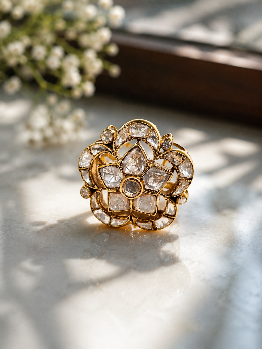 Polki Kundan Cocktail Ring