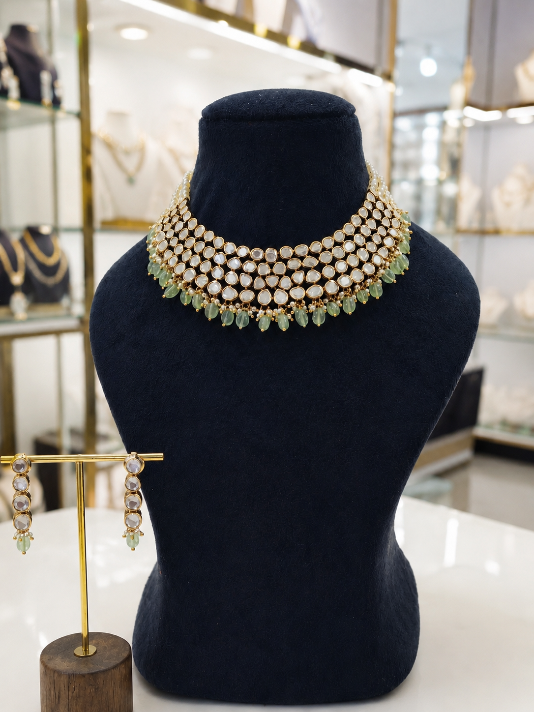 Handcrafted Kundan Polki Choker Necklace Set