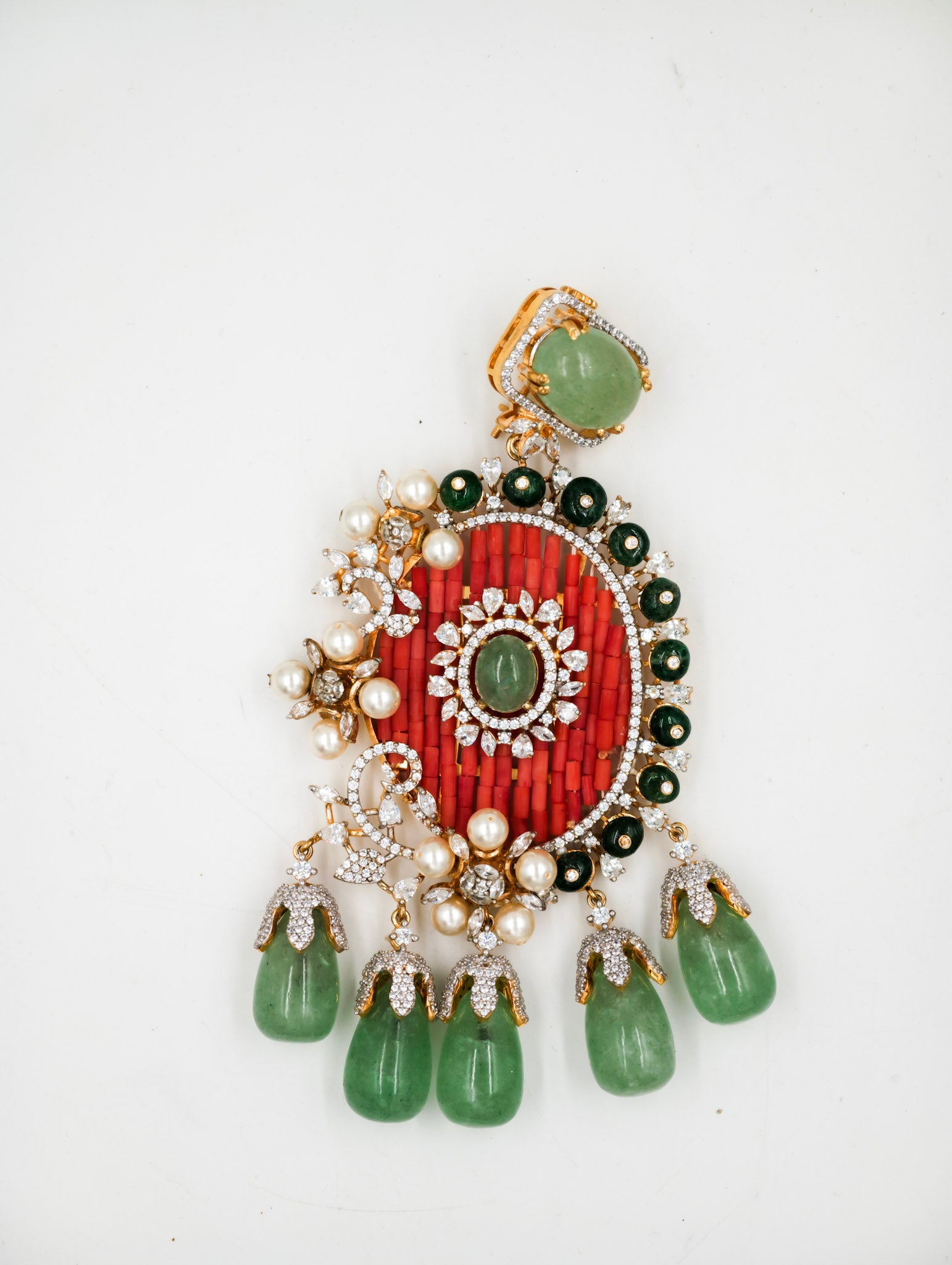 Designer Pendant for Women in 925 Sterling Silver Gold Plated Ethnic Bridal Jewellery
