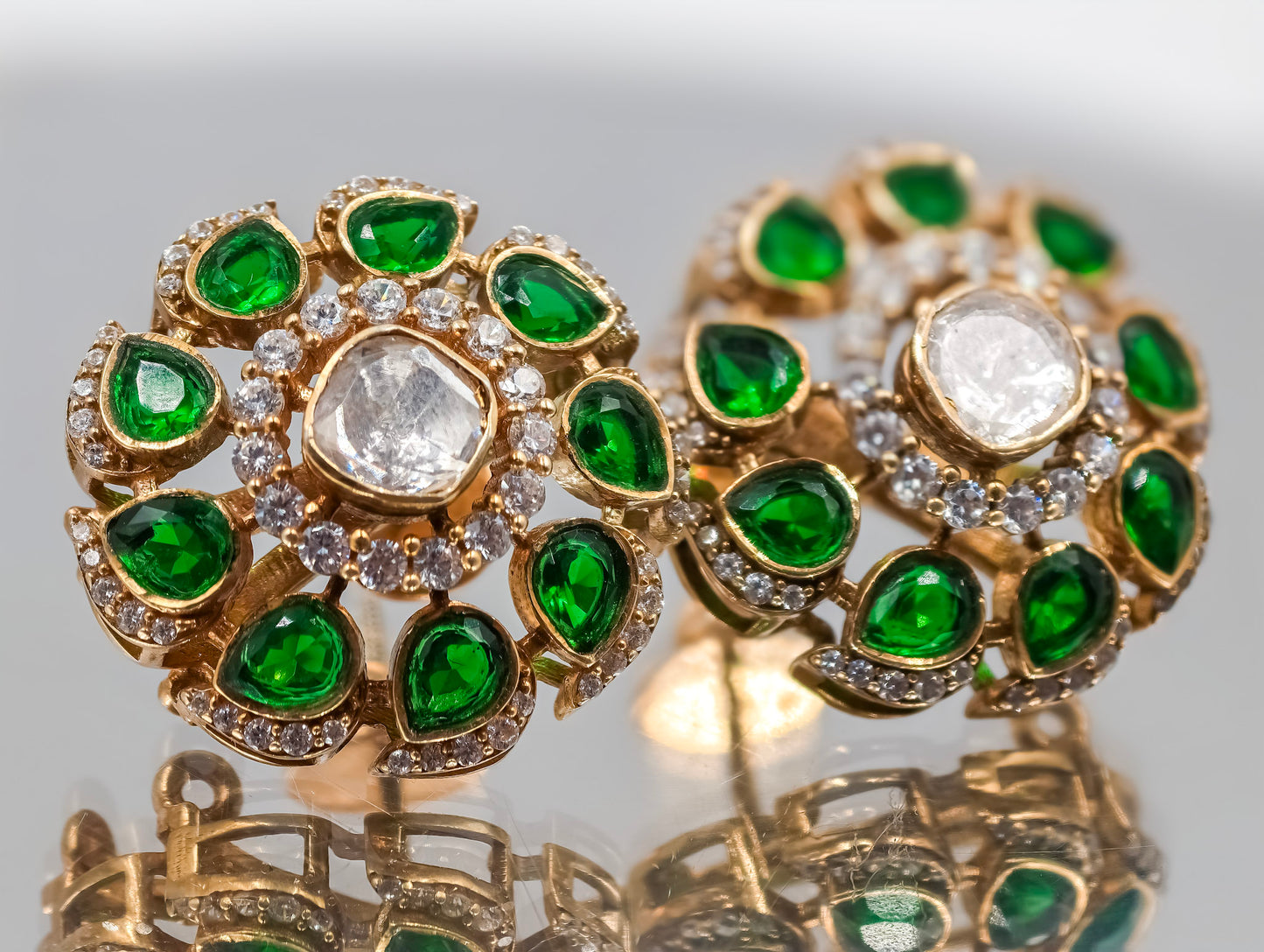 Green Kundan Earrings