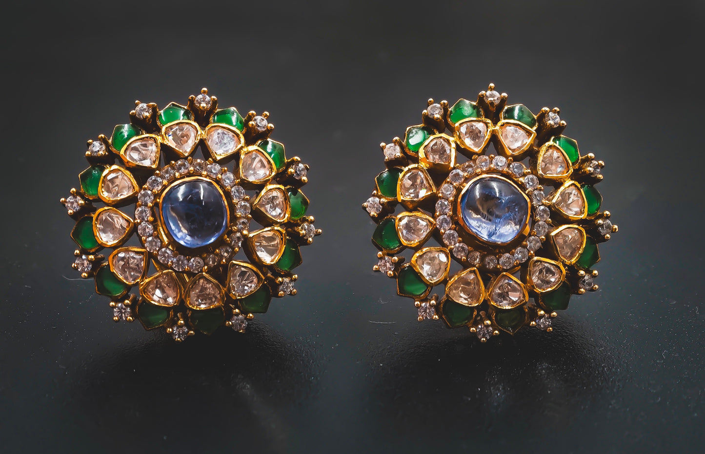 Royal Kundan Polki Bridal Earrings