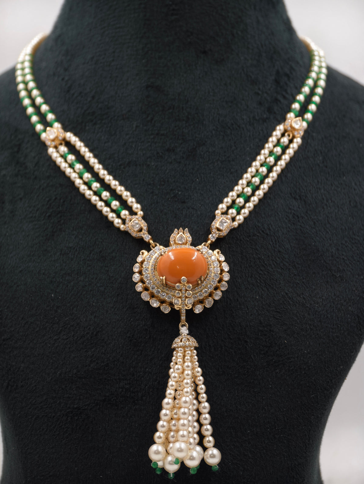 MotiVeyra pearl pendant necklace set with matching earrings for women
