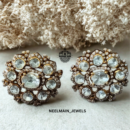 Emerald Green Polki Pendant Set with Earrings | Moissanite Bridal Jewellery