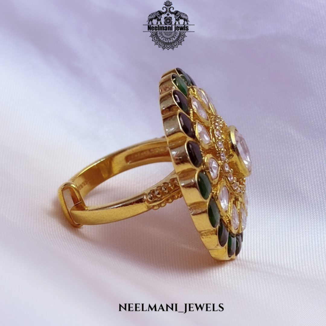 Green Talp Emerald  Moissanite Ring