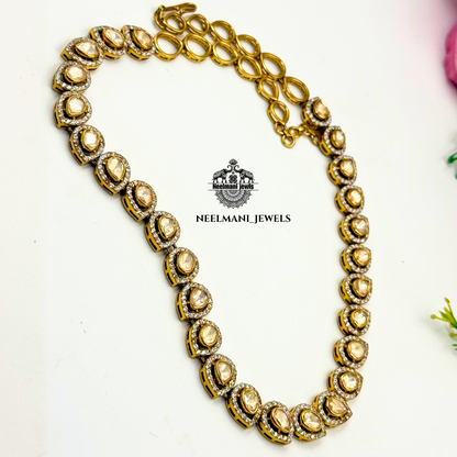 premium fashion jewelry, sparkling stone necklace, trendy necklace for women, luxurious jewelry set, ethnic and western jewelry, festive wear necklace set, gifting jewelry for women