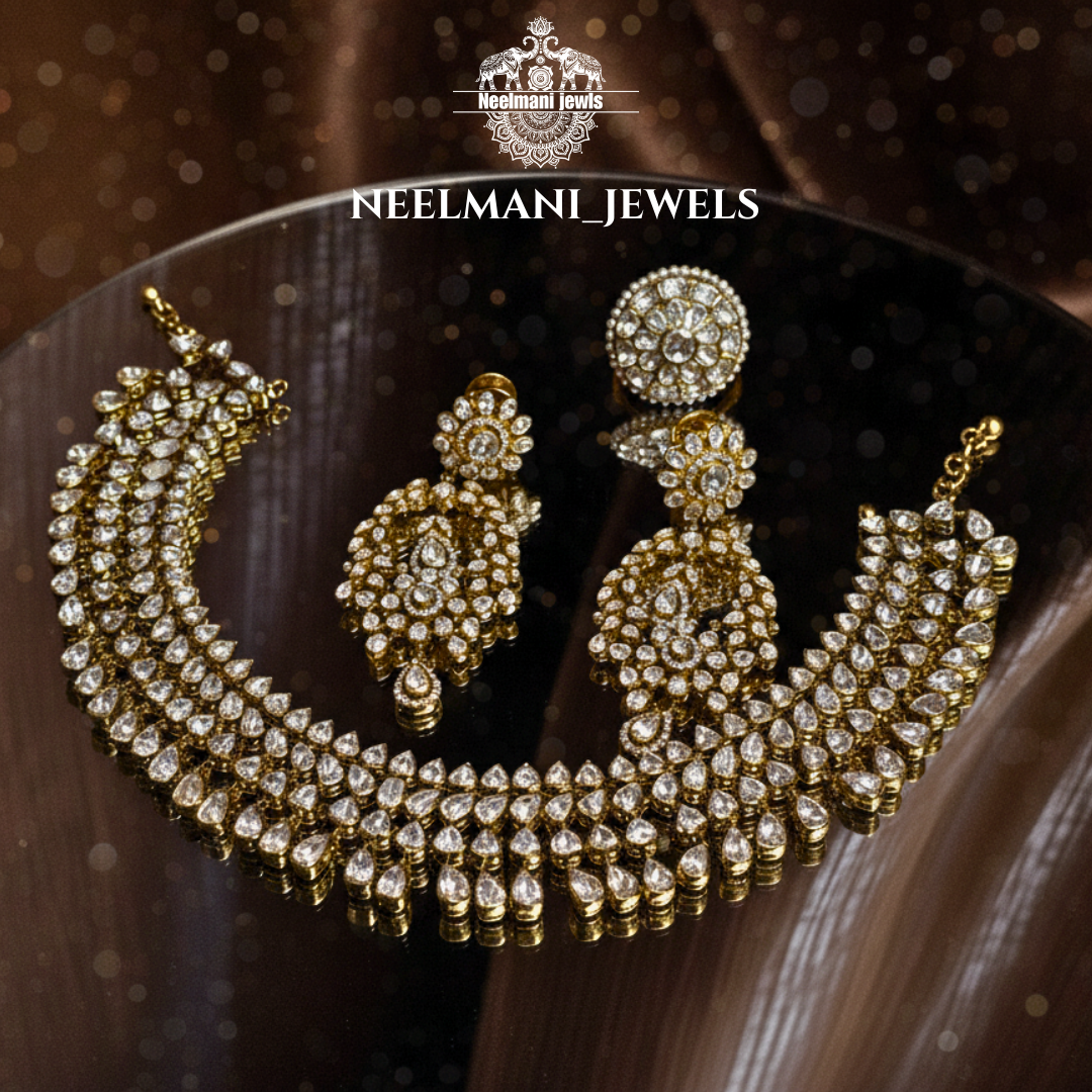 moissanite polki necklace set