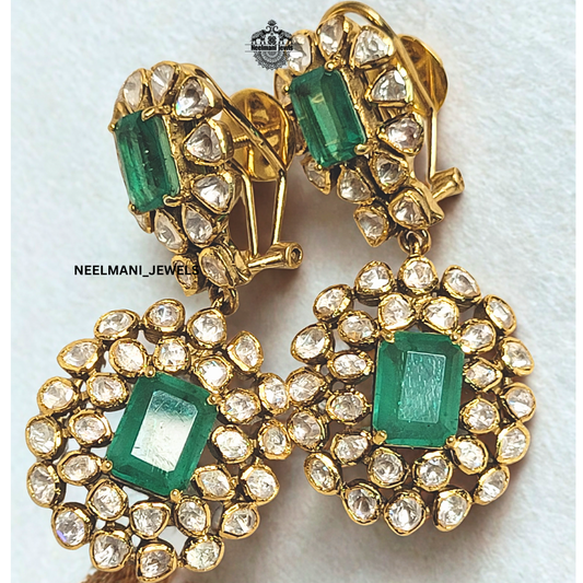 Big Moissanite polki earing