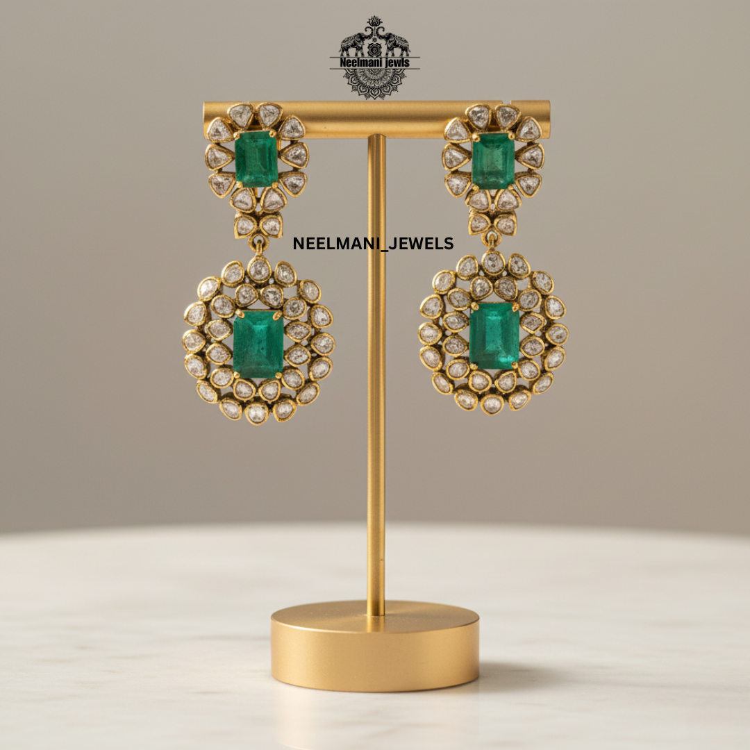 Big Moissanite polki earing