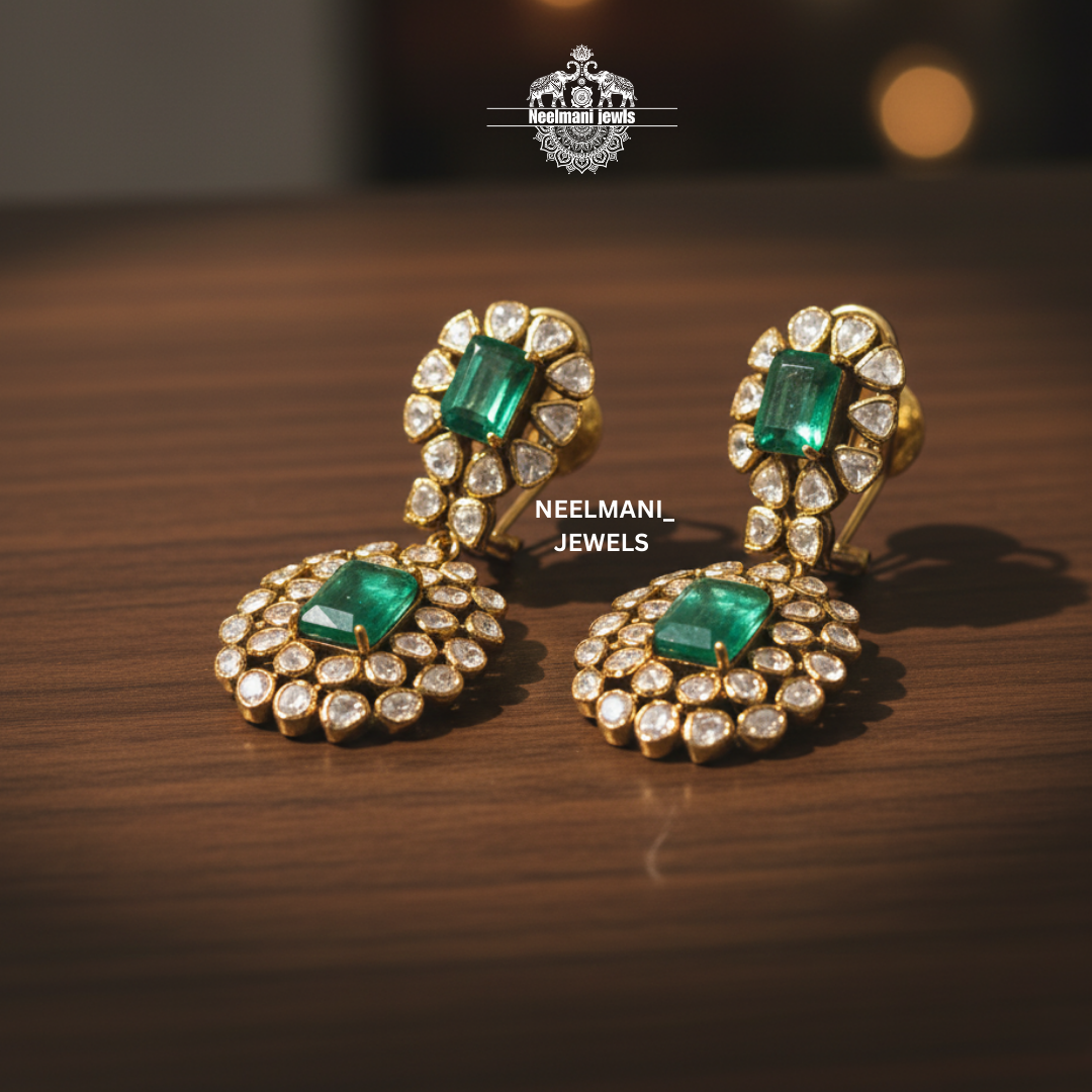 Big Moissanite polki earing