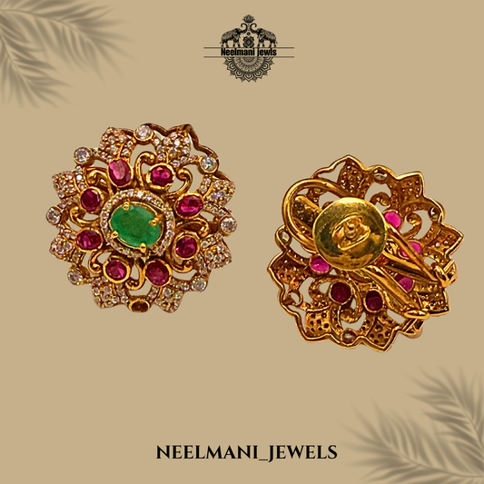 Pink stone with Green studs