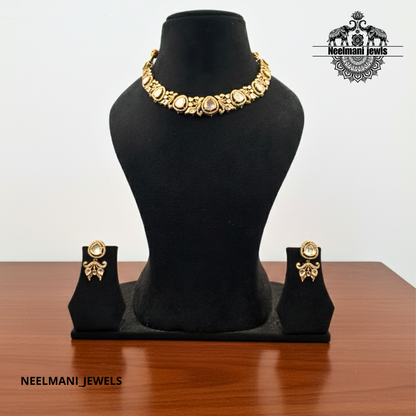 Latest Design Moissanite Polki Necklace Set