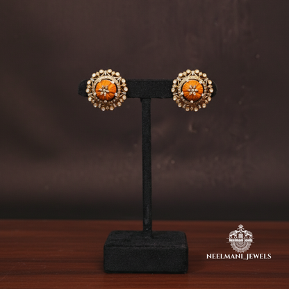 Green Beaded Necklace with Floral earring | Ethnic Kundan Jewellery