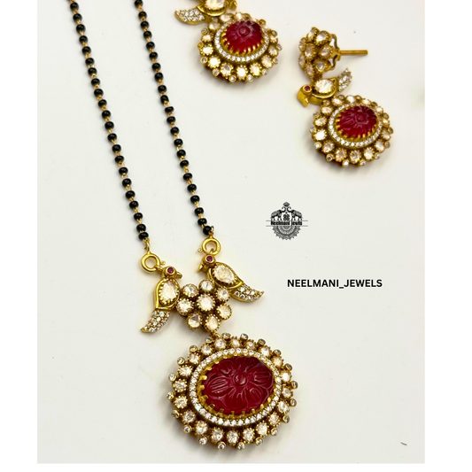 925 silver ruby bird MANGAL SUTRA design