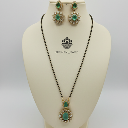 MANGAL SUTRA   with necklace and earrings on a Neelmani Jewels mannequin