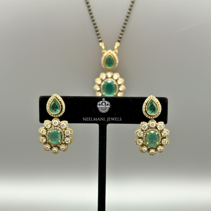 Green stone mangal sutra set