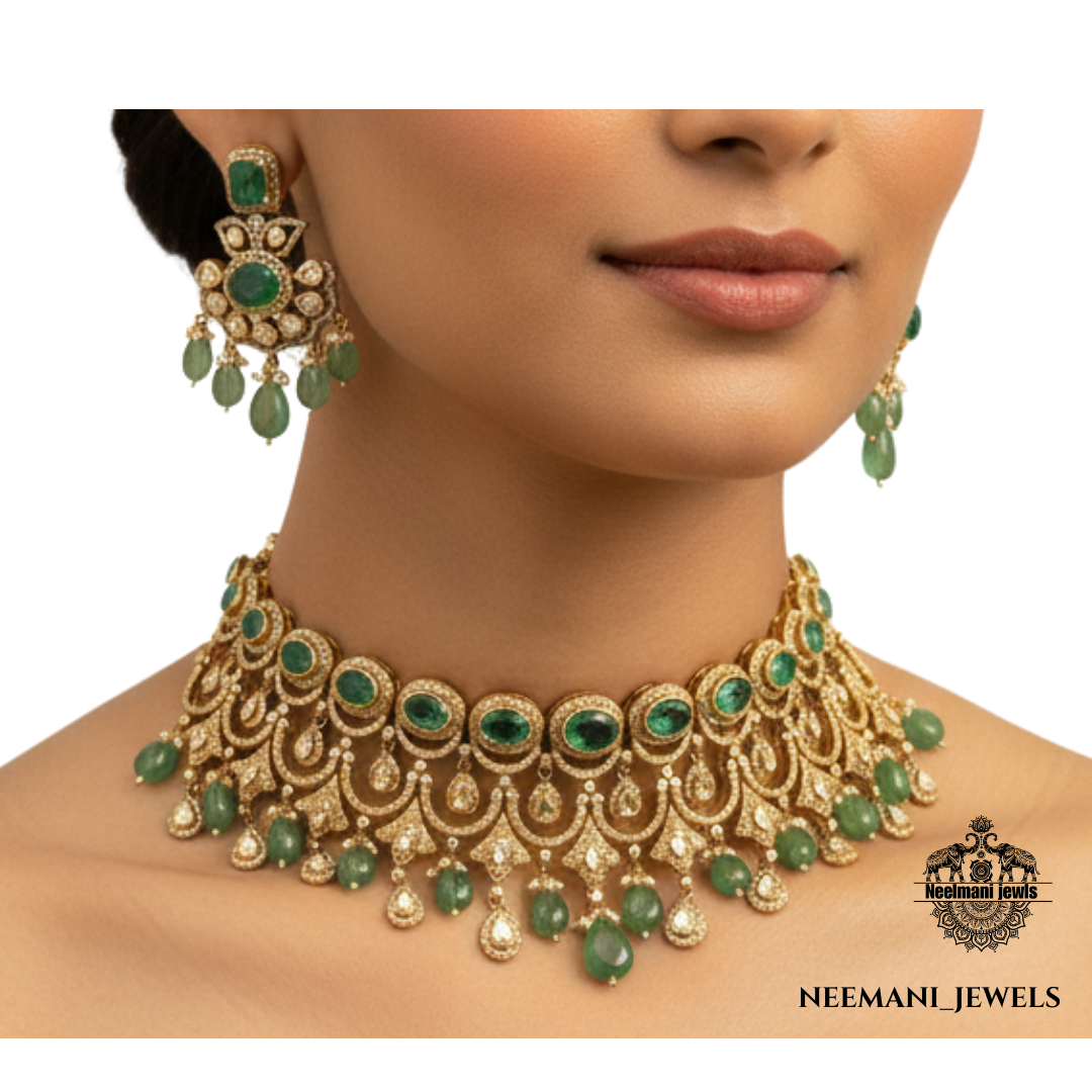 Green Dublet Emerald Polki choker