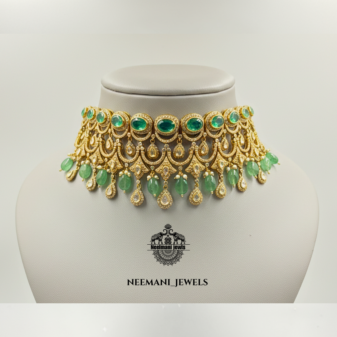Green Dublet Emerald Polki choker