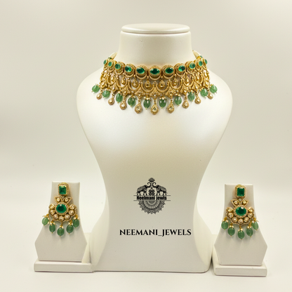 Green Dublet Emerald Polki choker