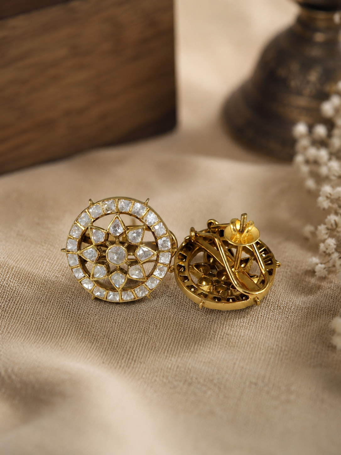 Premium Round Kundan Earrings for Wedding Party Wear and Indian Jewellery Collection