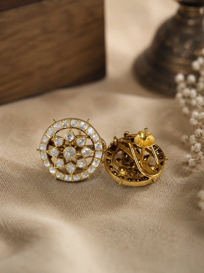 Premium Round Kundan Earrings for Wedding Party Wear and Indian Jewellery Collection